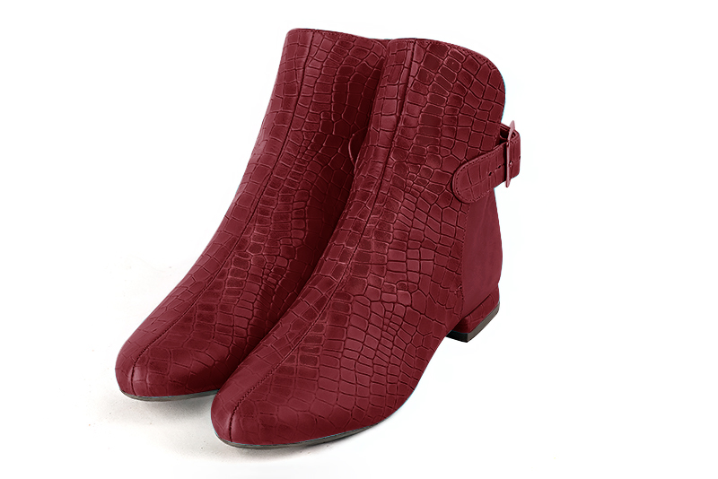 Burgundy red matching ankle boots, bag and  Wiew of ankle boots - Florence KOOIJMAN